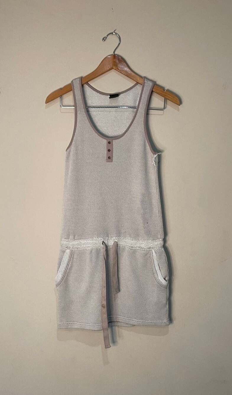 CP Lounge Waffle Knit Henley Drawstring Dress Size S